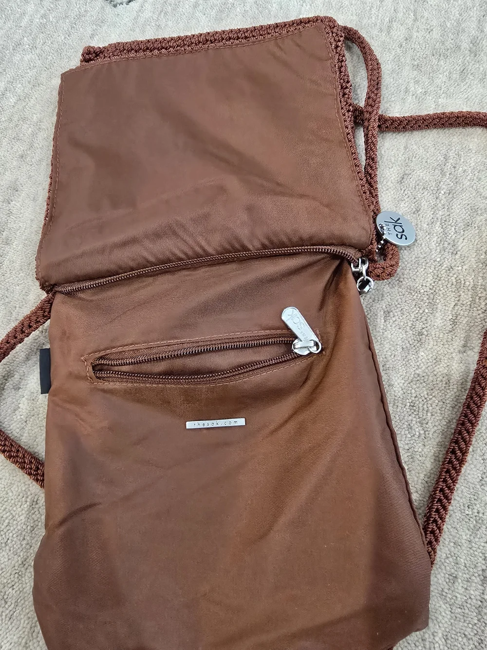 Handmade Crochet Crossbody Bag - Brown